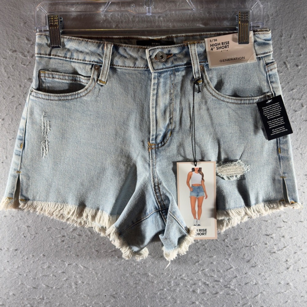 1793 | NWT BCBGeneration High Rise Distressed Denim Shorts Light Wash 3/26